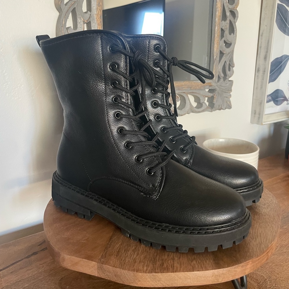Brand New Elliot JustFab Black Combat Boots